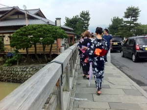 Japanese girls with Yukata (Kimono for Summer) It's not a rare thing to find Japanese youth walk leisurely with this traditional attire. 
